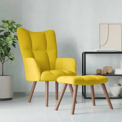 Obrázok produktu pre vidaXL Relax kreslo s taburetkou Horčicovo žltý zamat