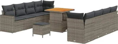 Image de Ensemble de canapé de jardin 11 pcs Gris polyrotin