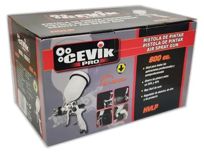 Zdjęcie produktu dla Profesjonalna pistolet lakierniczy CEVIK, stalowo-aluminiowy, pojemność 600 ccm, z nylonowym zbiornikiem górnym.