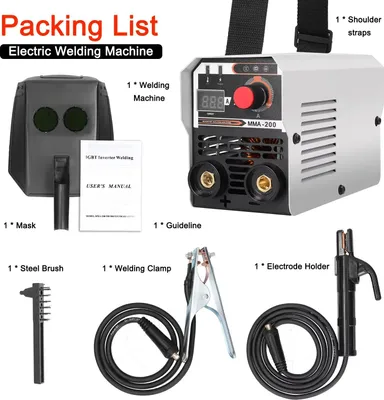 Produktbild von Schweißgerät 220V - Tragbarer ARC/MMA Inverter Schweißgerät - EU Stecker - LCD Digitalanzeige - Haushalts Schweißkit mit Maske und Elektrodenhalter