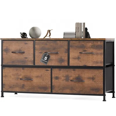 Produktbild von Kommode mit Stoffschubladen, Chest of Drawers mit 5 schubladenschrank, kommode schlafzimmer schubladen schrank，Stoffkommode drawer (braun)