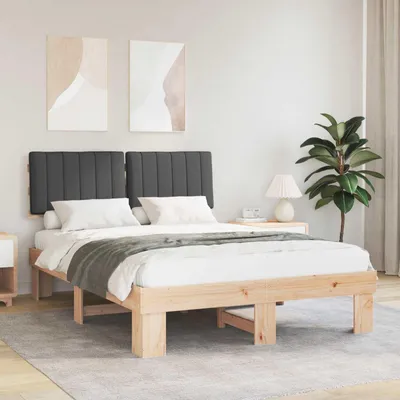 Image de Maison Exclusive - Sommier avec tête de lit rembourrée Gris foncé 140 x 200 cm