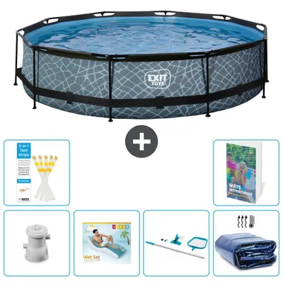 Obrázek produktu pro Bazénové schody – design imitující kámen – 360 x 76 cm – 5 dílů, model S270
