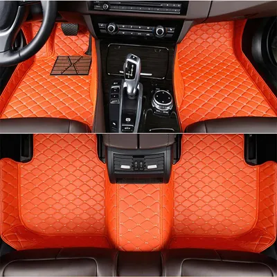 Image de Tapis de sol pour voiture, imperméables, antidérapants, couleur : orange