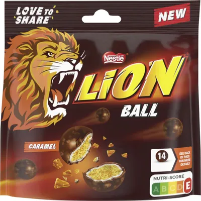 Zdjęcie produktu dla Nestle Lion Balls Caramel o smaku zbożowym i karmelowym 130g