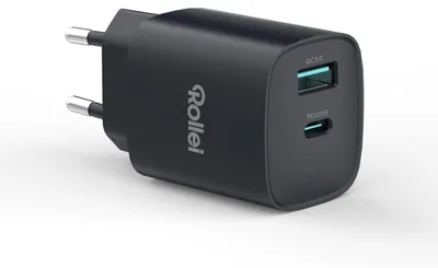Obrázok produktu pre Nabíjačka Rollei USB-C, 30 W, GaN PD, rýchlonabíjanie, 2 porty (USB-C a USB-A)