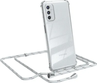 Produktbild von EAZY CASE Handykette kompatibel mit Samsung Galaxy M52 5G, Handyhülle mit Umhängeband, Handykordel, Schutzhülle Clear, Band in Weiß