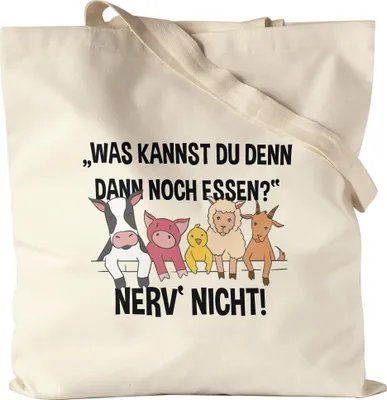 Produktbild von Vegan Vegetarier Lustiger Jutebeutel Stoffbeutel Canvas Geschenkidee Plant-Based Tierwohl Nerv Nicht Fleischesser