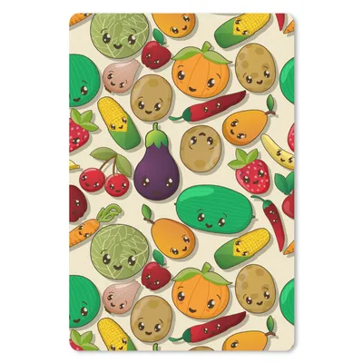 Produktbild von MuchoWow® Mauspad Mousepad Kawaii - Muster - Gemüse - Obst 18x27 cm - Mousepads - Maus Mat - Pad - Mausunterlage