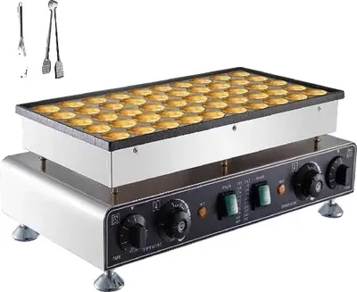 Produktbild von Waffeleisen, 1700 W, 533 x 304 x 203 mm, Edelstahl, bereitet 50 Mini-Pfannkuchen zu, austauschbare Platten