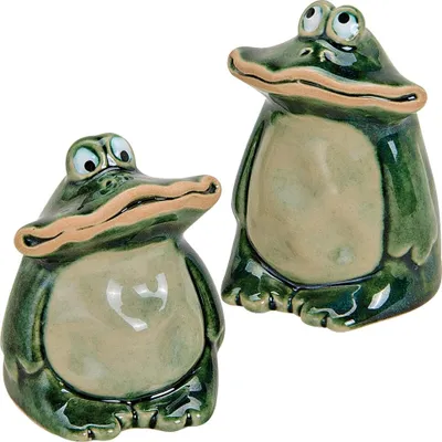 Produktbild von Frösche Dekofiguren Keramik Keramikfiguren 2er Set sort Ø 7x10 cm