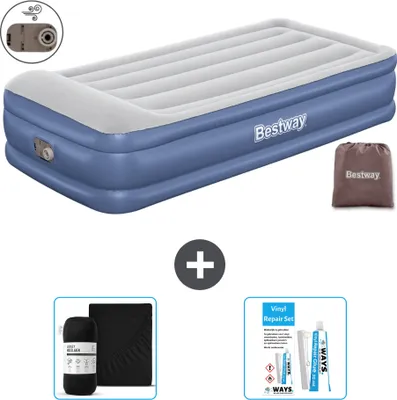 Immagine prodotto di Materasso gonfiabile Bestway - 1 persona - 97 x 191 x 46 cm - Grigio/Blu - Accessori inclusi