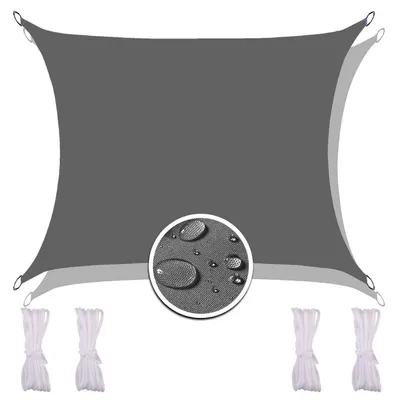Immagine prodotto di Telo ombreggiante impermeabile, 5x5 metri, grigio scuro, protezione UV 92%