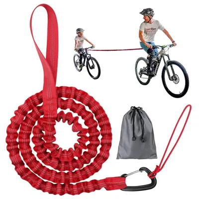 Produktbild von Kinder Fahrrad Abschleppseil Elastisch Schwarz 500 lbs Tragfähigkeit 1,7m ausziehbar auf 3m