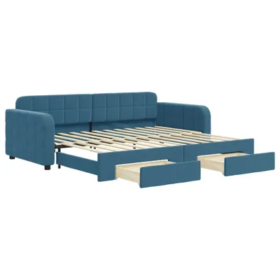 Immagine prodotto di vidaXL Divano letto estraibile con cassetti Blu 90x200 cm Velluto