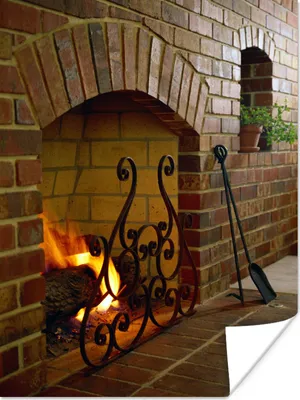 Produktbild von MuchoWow® Poster Feuer im Kamin 90x120 cm - Wohnzimmer