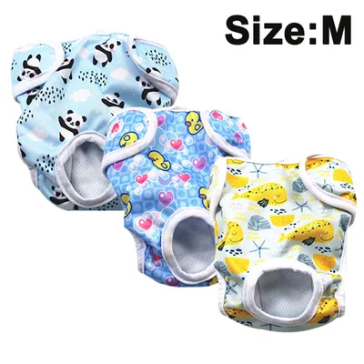 Produktbild von Packung mit 3 wiederverwendbaren, waschbaren Hundewindeln, hochsaugfähige physiologische Hundehose, Hygienewindel, Haustierbelästigungsprävention, physiologische Hose(stylestyle 1,M)