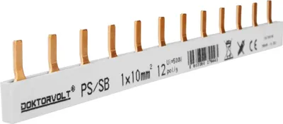 Produktbild von 1P Phasenschiene Stift 12-polig 10mm² PS/SB Schiene Sammelschiene 63A DV 9443