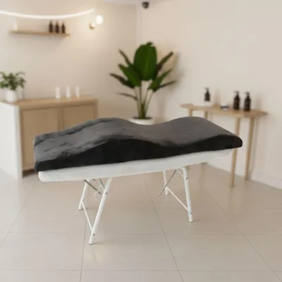 Produktbild von Wellenmatratze 180x60 cm mit Memory-Schaum & Veloursbezug – Anatomische Matratze für Kosmetikliege, Wimpernverlängerung & PMU, grau