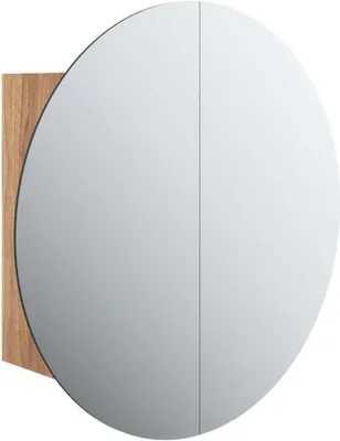 Obrázok produktu pre kúpeľňová skrinka vidaXL s okrúhlym zrkadlom a LED Oak Look