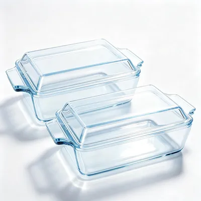 2er-Set Glas-Auflaufformen mit Deckel, 1000 ml, rechteckig