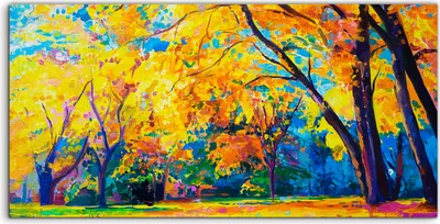 Produktbild von Coloray Spritzschutz aus Glas 100x50  Wandkunst Küchenrückwand Deko Landschaft Herbst Wald park Bäume