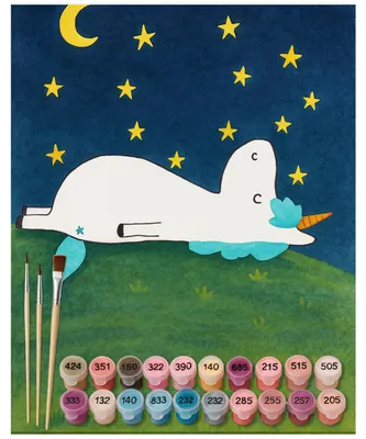 Produktbild von Mr. & Mrs. Panda Malen nach Zahlen Einhorn Sternenhimmel Design 40 x 50 cm Ohne Rahmen - Weiß - Geschenk, diy set, Unicorn, mit, Einhörner, Bild, Verrückt, Sterne
