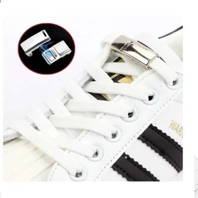 Produktbild von Magnetische Elastische Schnürsenkel flach Weiß Schnellverschluss Schuhbänder weiss