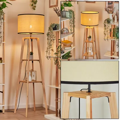 Produktbild von Tamarispa Stehlampe aus Holz/Papiergeflecht in Natur/Beige/Schwarz