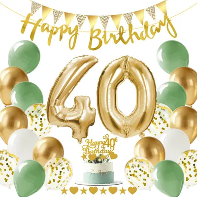 40. Geburtstag Ballon Deko Set Grün Gold Partyzubehör