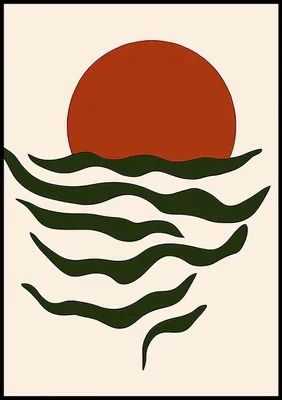 Produktbild von Poster 70x100cm Wellen Minimalistisch, Innenräume Skandinavischer Stil, Boho