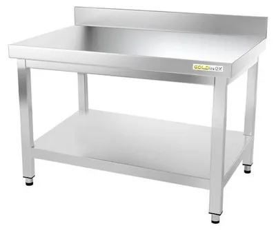 Produktbild von Arbeitstisch aus Edelstahl, Untergestell 1200 x 700 mm, PREMIUM-Ausführung - GOLDINOX