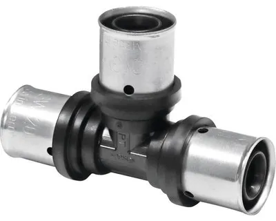 Produktbild von Pipetec PPSU Press-T-Stück allseitig 20 x 2mm für Alu Verbundrohr : 20 x 2 mm Größe: 20 x 2 mm