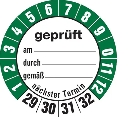Produktbild von Dreifke® Prüfetiketten  am... durch... gemäß..ab 29 weiß/ - 35 mm Foli...