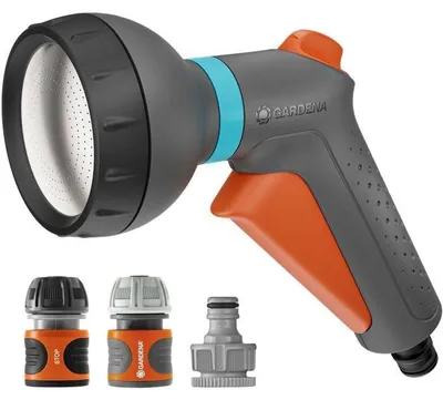 Image de Pistolet d'arrosage GARDENA Classic, kit avec nécessaire de base 18365 18213 18215 18225, jet et débit réglables, résistant au gel