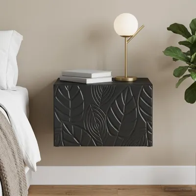 Image de vidaXL Table de chevet murale noire 49 x 34,5 x 20 cm