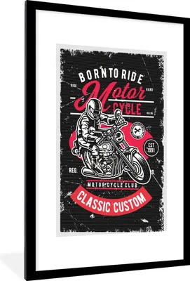 Produktbild von MuchoWow® MuchoWow® Gerahmtes Poster Mancave - Motorrad - Vintage - Zitate 60x90 cm - Poster mit zchwarzem Bilderrahmen - Dekoration - Wandposter Wohnzimmer - Hochwertig