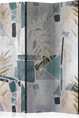Produktbild von Neuheit! Dekorativer Paravent Raumteiler Trennwand Foto-Paravent Spanische Wand XXL MOSAIK PALMWEDEL 135x172 cm f-C-0466-z-b