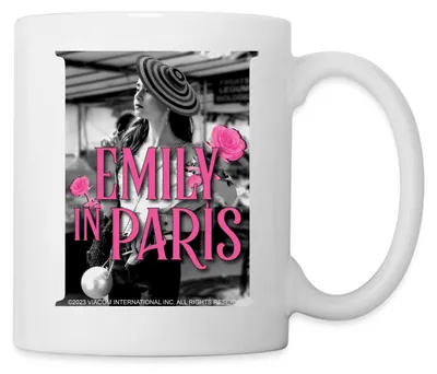 Produktbild von Spreadshirt Emily In Paris Emily Mit Rosen Schwarz-Weiß Tasse, One size, Weiß