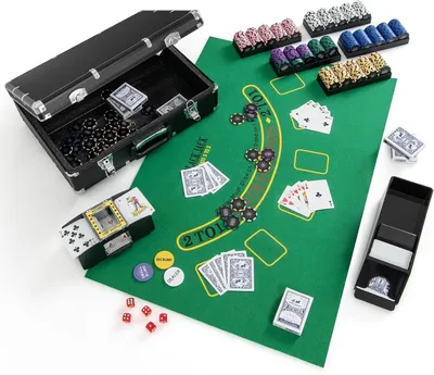 Produktbild von GOPLUS 600 Stück Pokerset, Pokerkoffer mit 2 Kartendecks & 5 Würfel & 3 Dealer-Buttons & Pokertuch & Automatischer Kartenmischer & Kartengeber