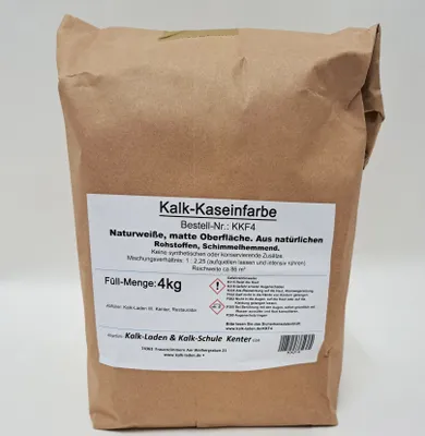 Produktbild von Kalk-Kasein-Farbpulver im 4kg Papierbeutel, Für bis zu 86 m² Anstrich