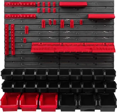 Produktbild von Stapelboxen Werkzeughalter - Wandregal Werkstattregal - Werkzeugwand - Lagersystem - Aufbewahrungsschrank - Wandplatten - erweiterbar - Werkstattregal - 78x78cm
