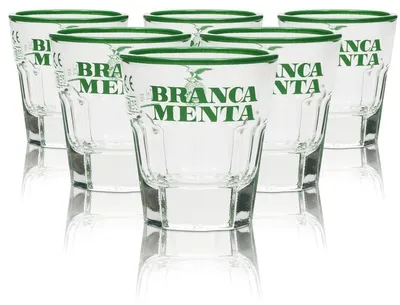 Produktbild von 6x Branca Menta Likör Glas 2cl Shot grüner Rand