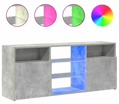 Imagen del producto de Mueble de televisión vidaXL con iluminación LED, color gris cemento, 120x30x50 cm