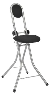 Produktbild von Steh- und Sitzhilfe, 4-fach höhenverstellbar, gepolsterte Rückenlehne, zusammenklappbar, Sitzhöhe 55-64cm, max. 100 kg, schwarz/silber