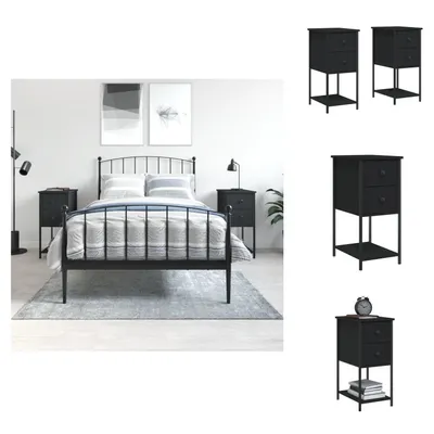 Produktbild von vidaXL Nachttische 2 Stk. Schwarz 32x42x70 cm Holzwerkstoff -  Nachttische