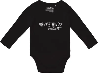 Produktbild von Huuraa Baby Body Kornwestheim verliebt 80 Black  Baumwolle Fairtrade Langarmbody Geschenkidee