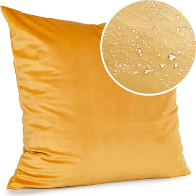 Produktbild von Dekokissen 50x50cm Kissenhülle mit Reißverschluss Sofakissen mit Füllung Einfarbig Samt Uni Orange