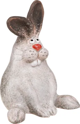 Produktbild von Osterhase Keramik Dekofigur Sitzend Braun Weiß 13x12x18cm