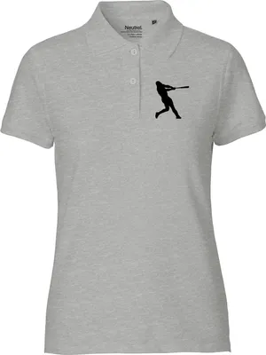 Produktbild von Huuraa Damen Polo Shirt Baseball Silhouette L Sport Grey Bio Baumwolle Fairtrade Poloshirt Geschenkidee